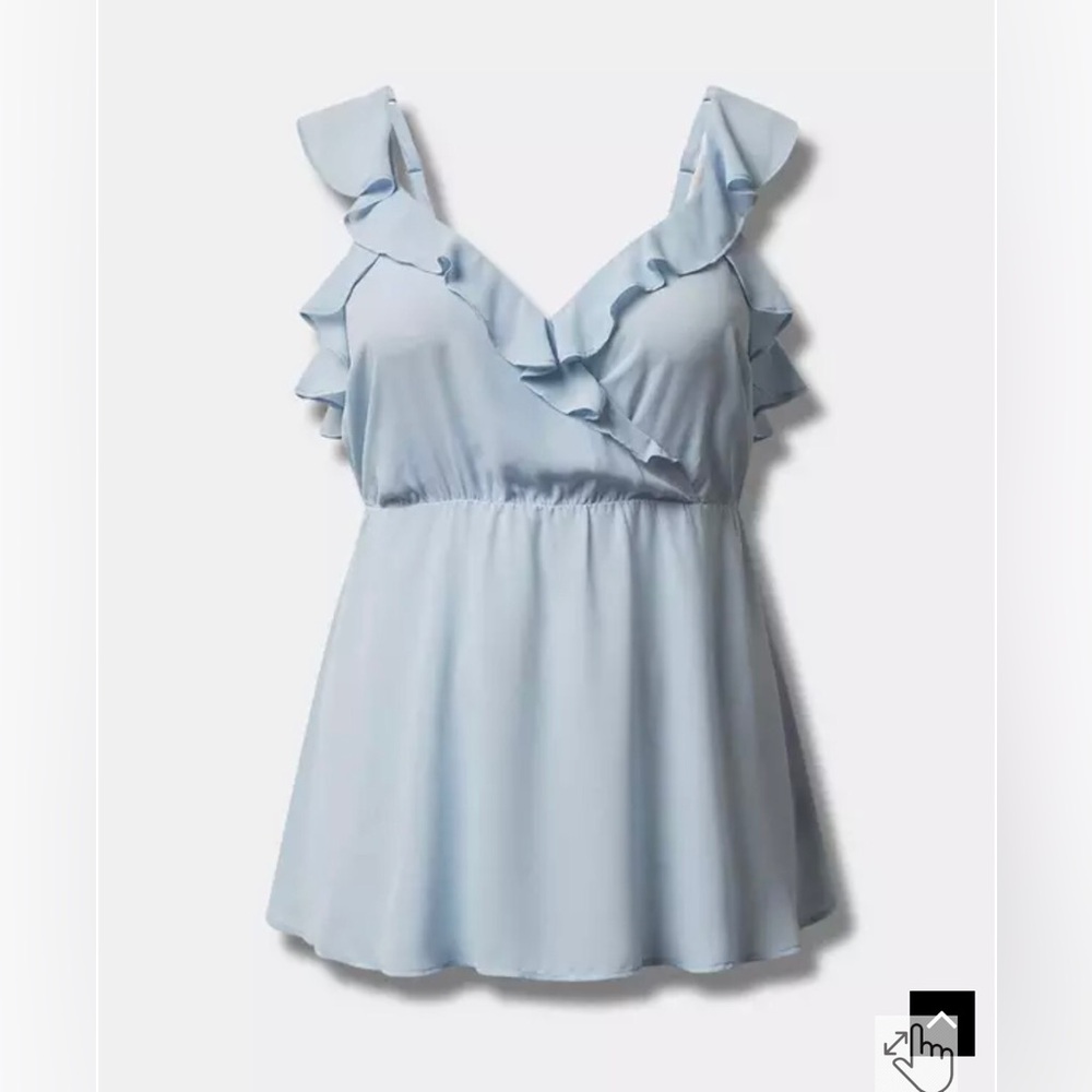 Torrid sz 4 blue Peplum Georgette Ruffle Surplice Tank Top NWT